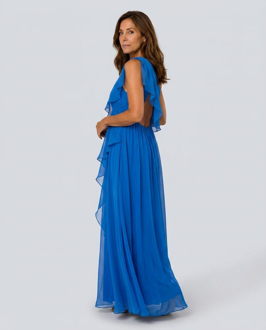 Emerson | Asymmetric Cascading Ruffle Maxi Dress