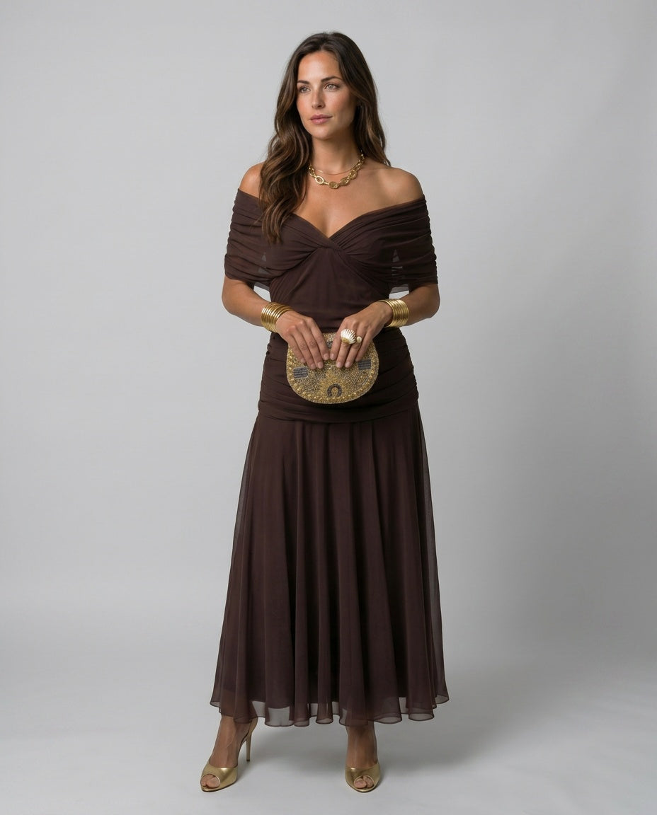 Orlene | Off-Shoulder Flowy Midi Dress