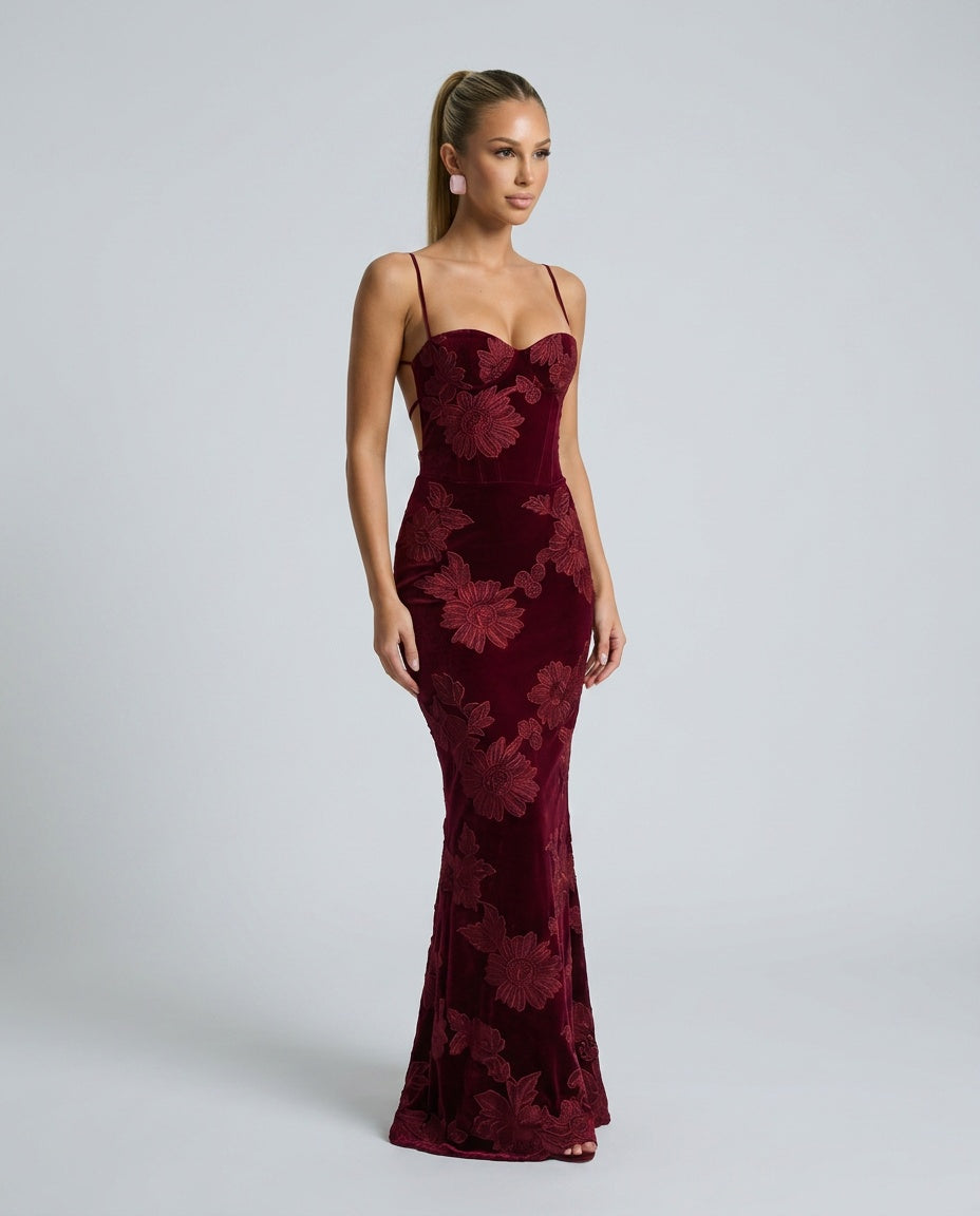Kira | Spaghetti Strap Corset Bodice Maxi Dress