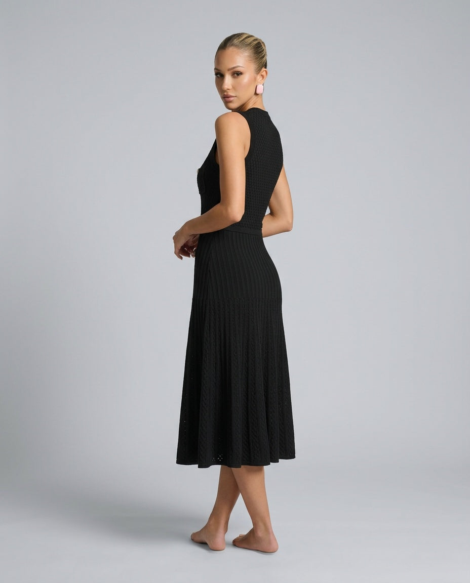 Catalina | Sleeveless Flared Knit Midi Dress