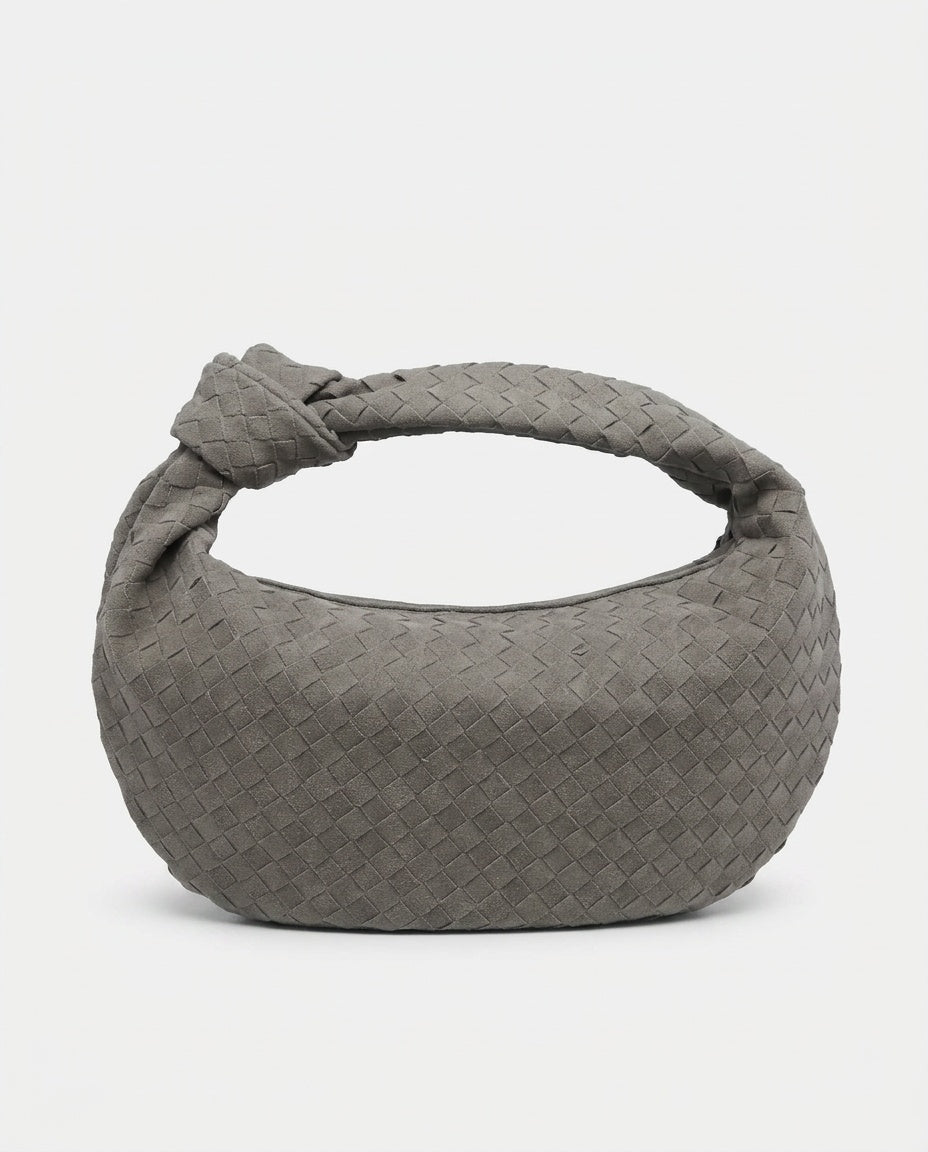 Woven Vegan Suede Knot Detail Bag