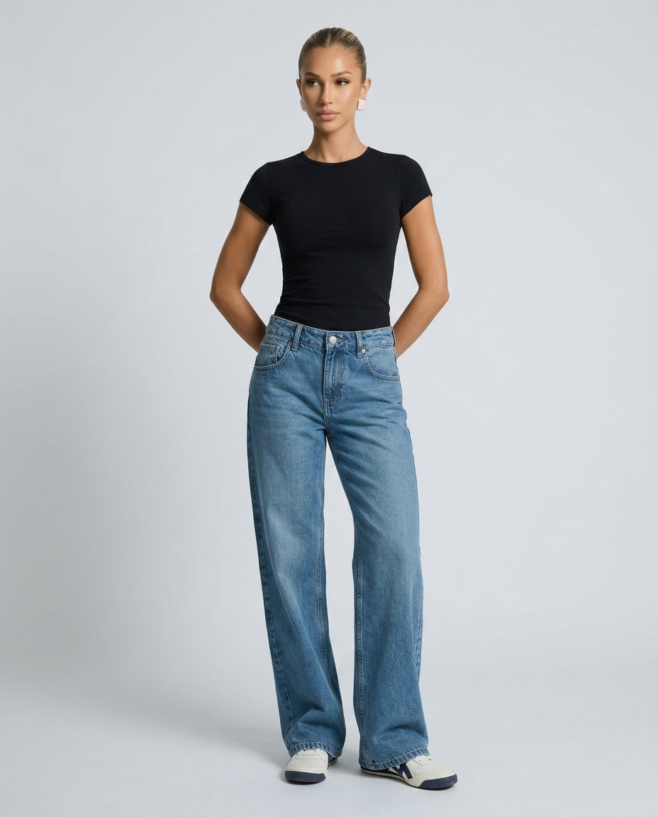 Marlena | High Waist Five Pocket Wide-Leg Jeans