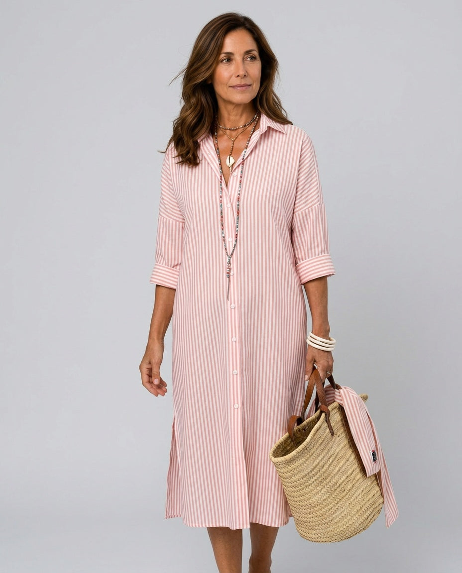 Marley | Striped Button-Through Midi Dress