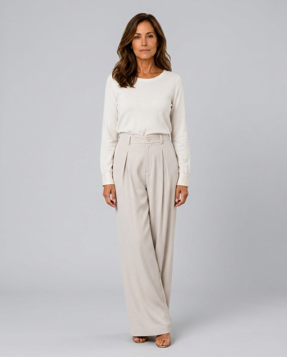 Stella | High Waist Pleated Wide Leg Trousers