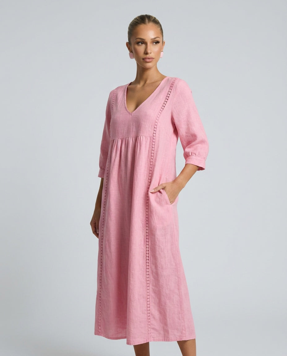 Martha | Patchwork Lace Trim Casual Maxi Dress