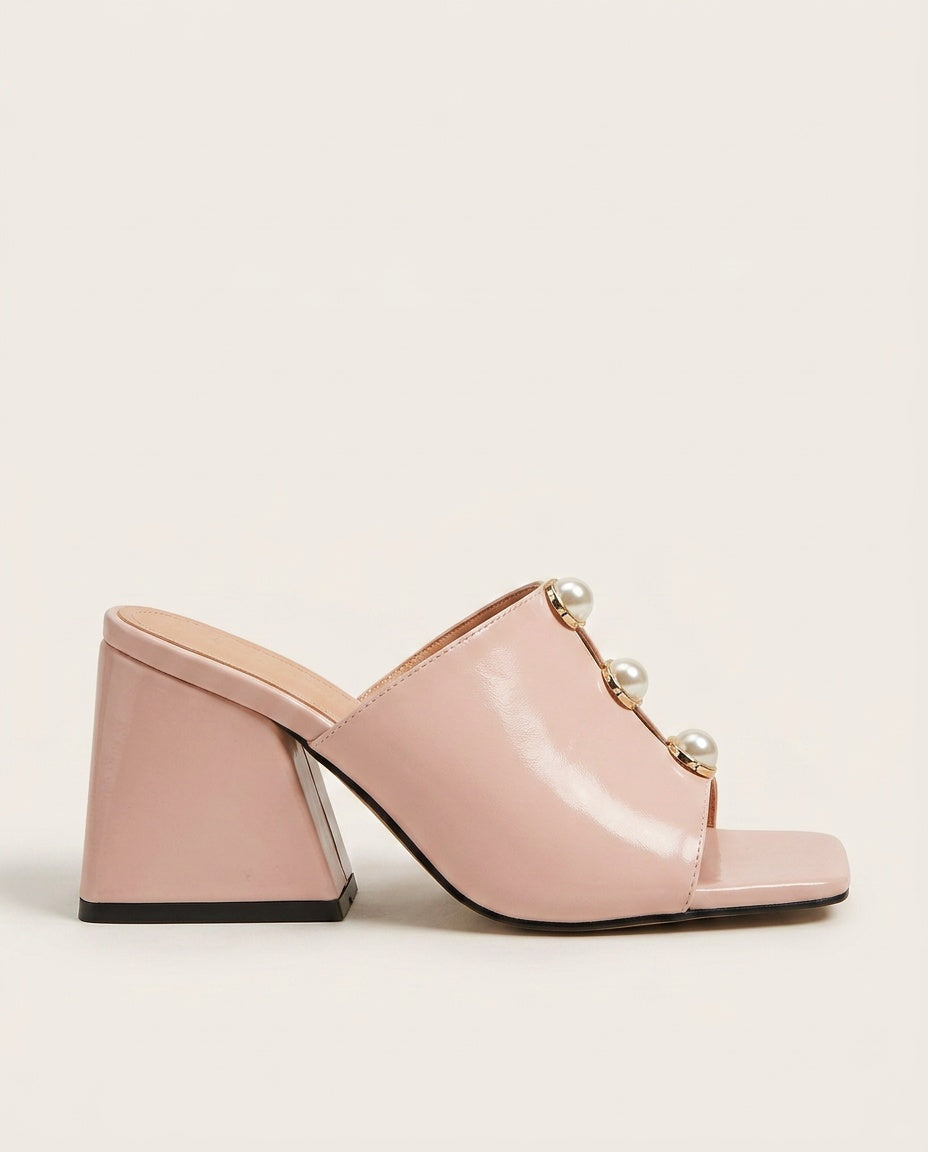 Emerson | Pearl Detail Block Heel Mules