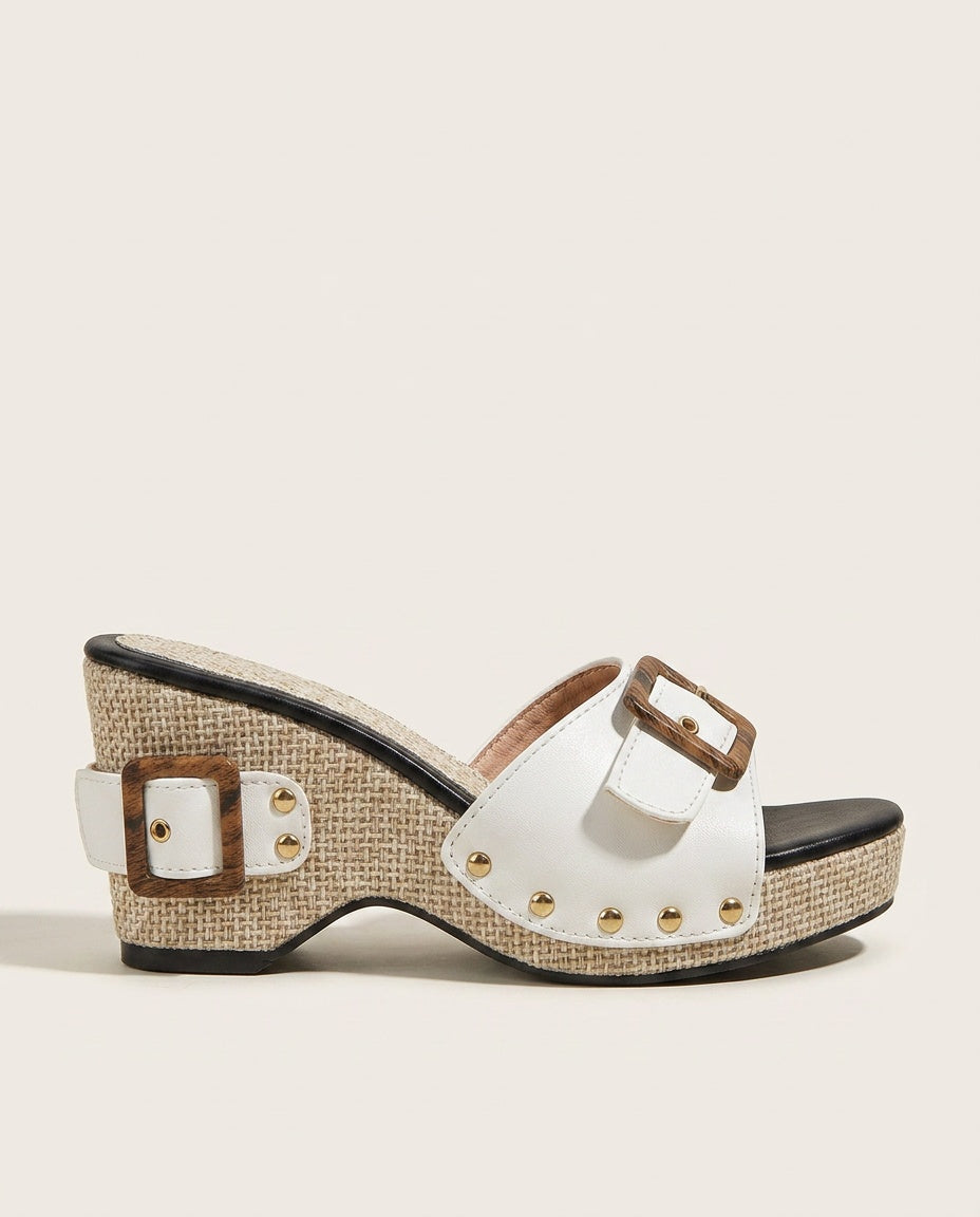 Layla | Leather-Look Jute Wedge Sandals
