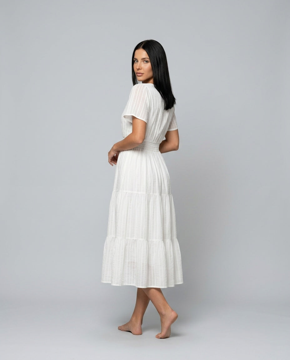 Valeria | Gathered Detail Midi Dress
