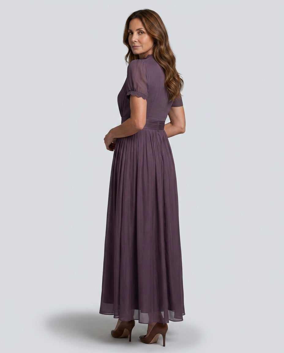 Ava | Gathered Waist Keyhole Maxi Dress