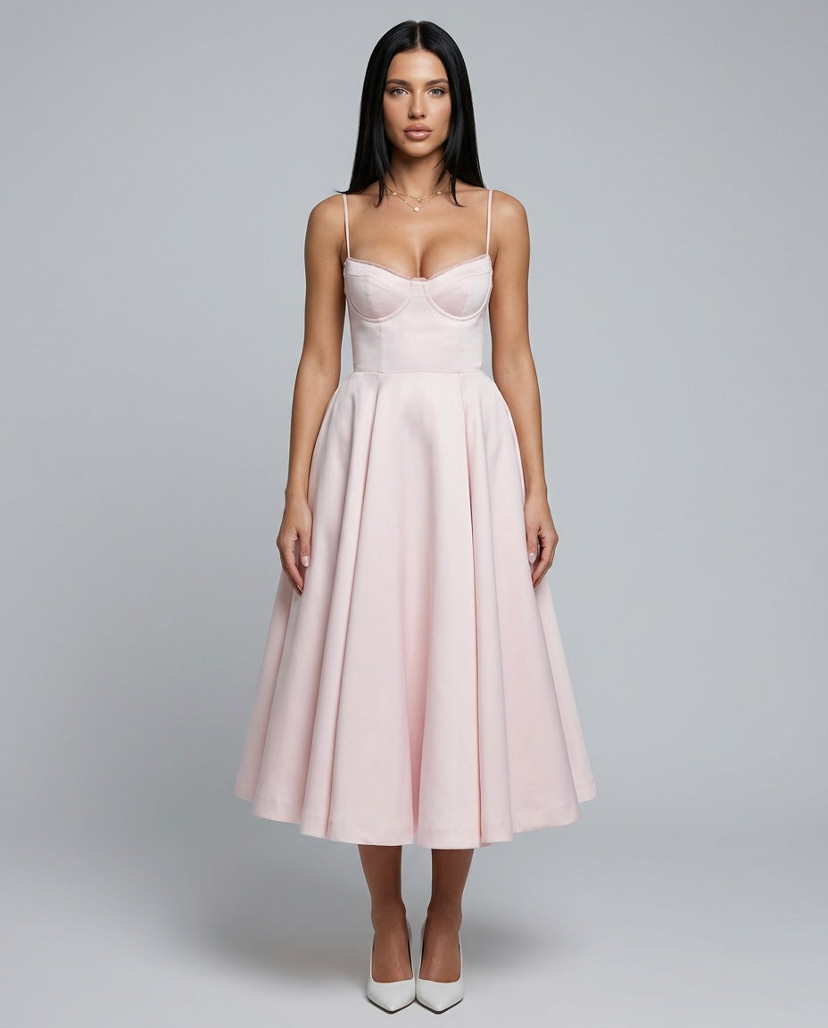 Amara | A-Line Satin-Look Evening Maxi Dress