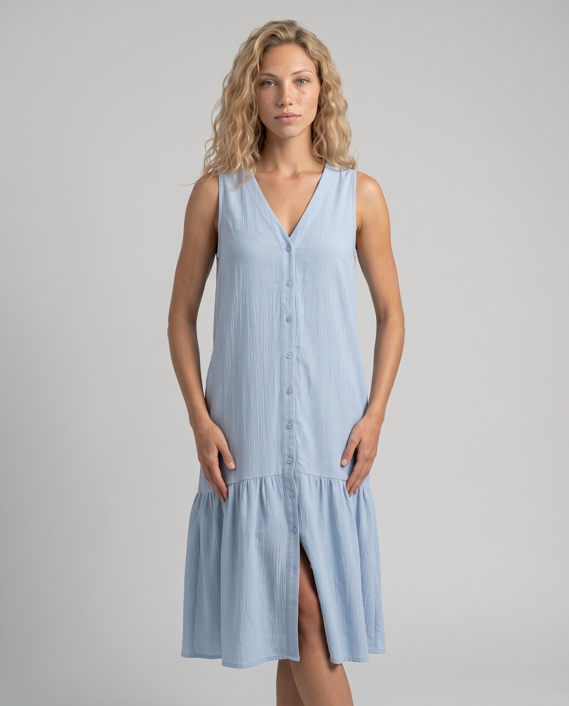 Ines | Sleeveless Button-Front Midi Dress