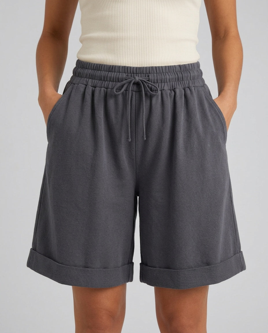 Mariana | Wide-Leg Elastic Waist Cotton Shorts