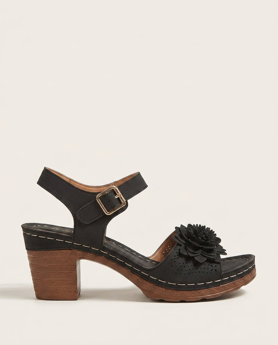 Imogen | Floral Embellished Block Heel Sandals