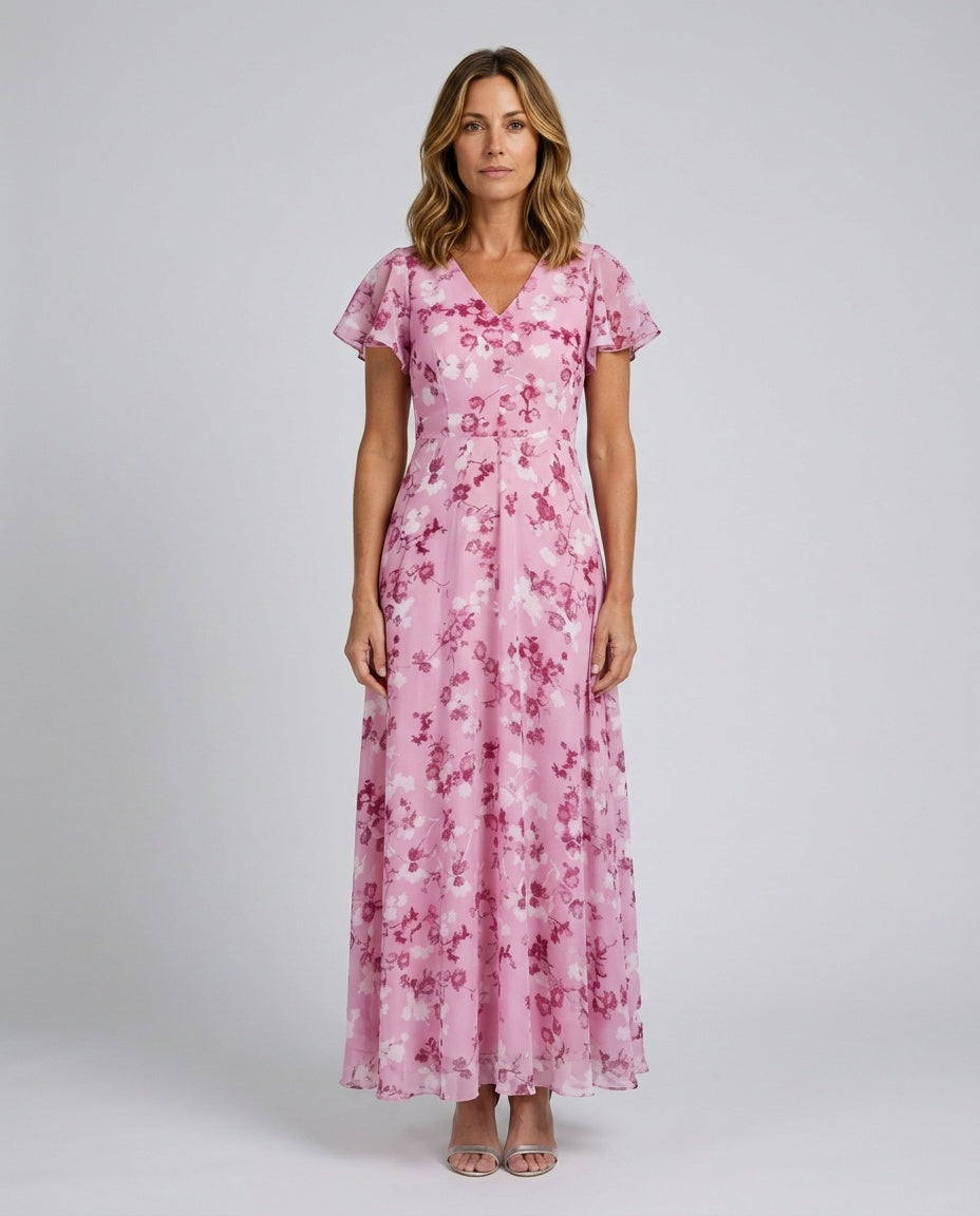 Liora | Floral Chiffon-Look Maxi Dress