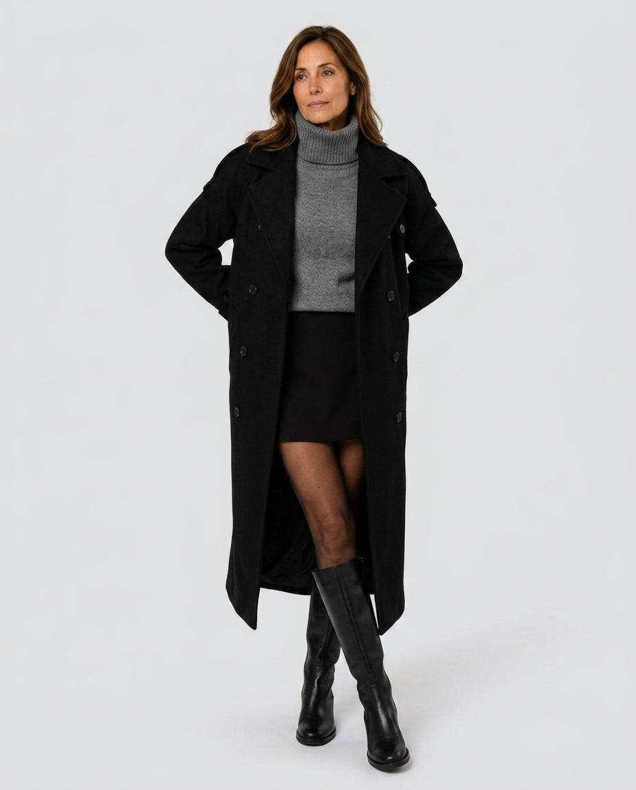Fleur | Oversized Double-Breasted Longline Coat