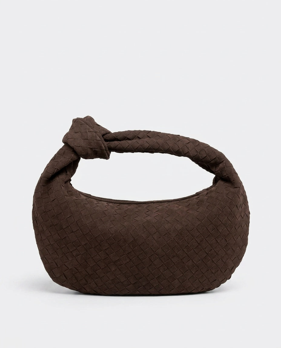 Woven Vegan Suede Knot Detail Bag