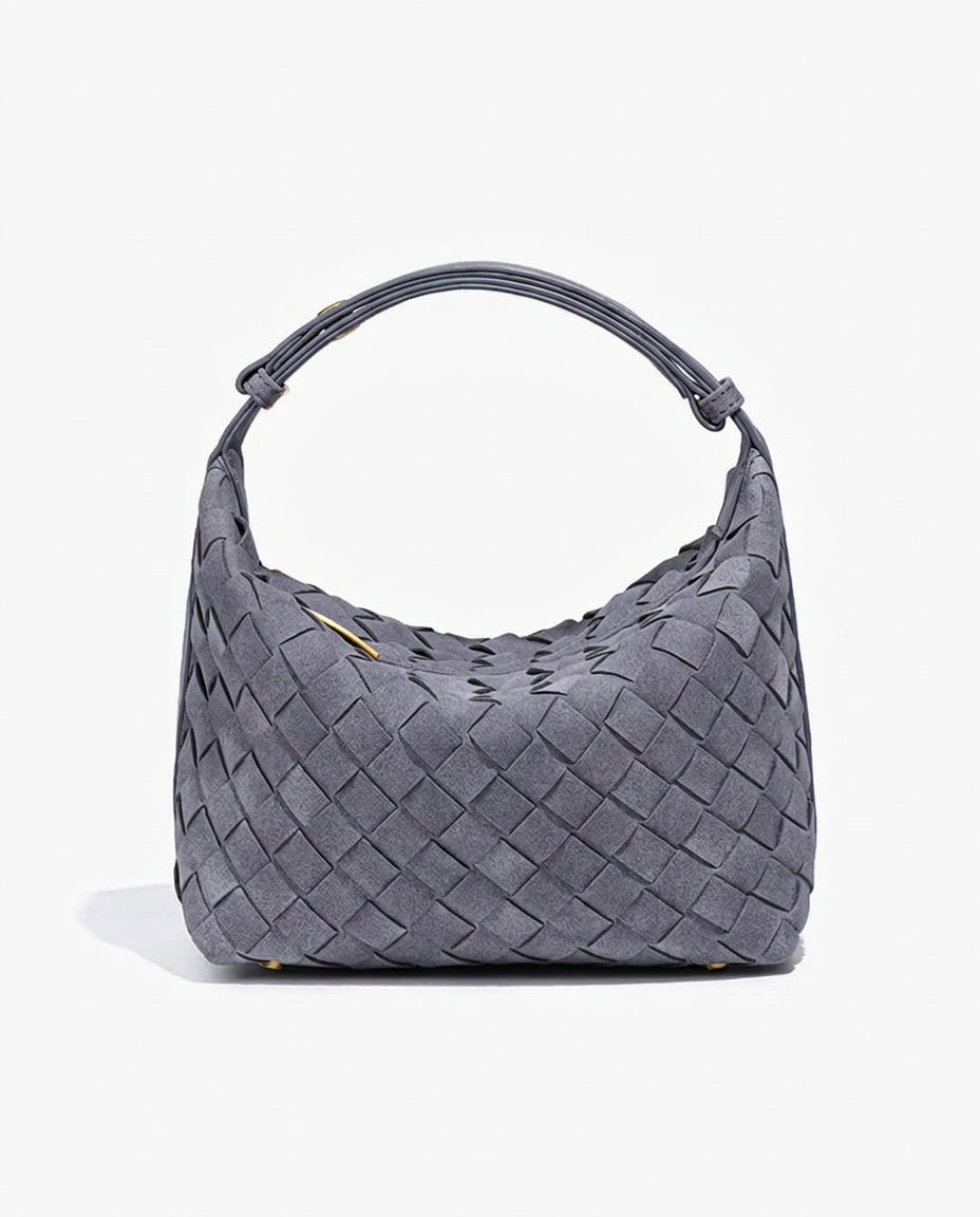 Woven Vegan Suede Shoulder Bag