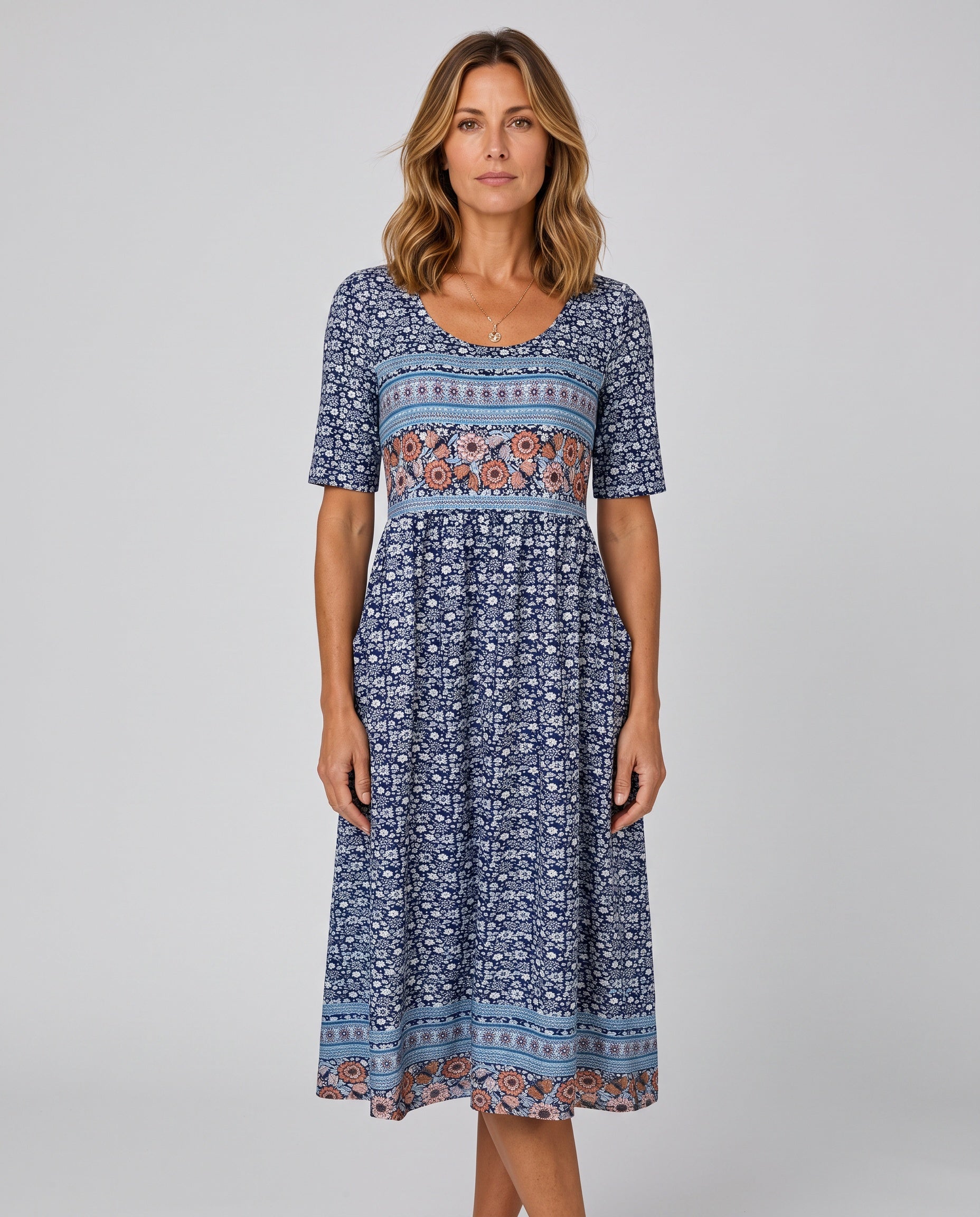 Noor | Boho Print Relaxed Midi Dress