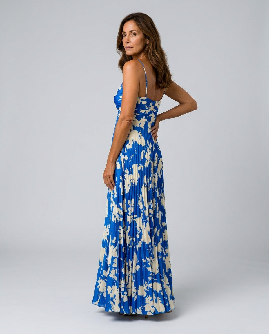 Paloma | Sweetheart Pleated Tie-Dye Maxi Dress