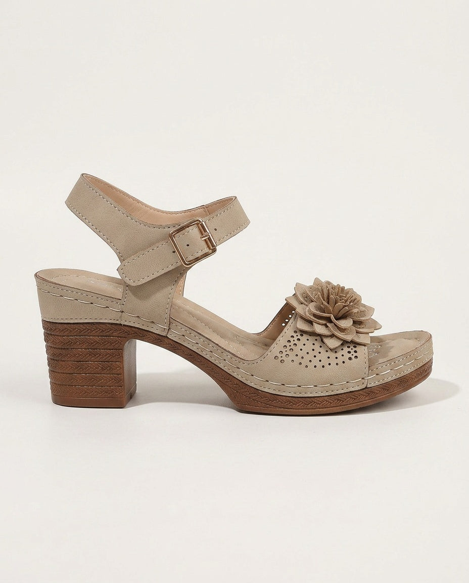 Imogen | Floral Embellished Block Heel Sandals