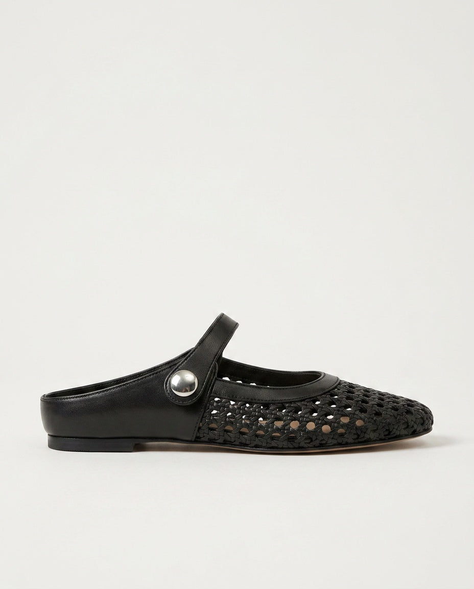 Nuria | Woven Instep Strap Flat Mules