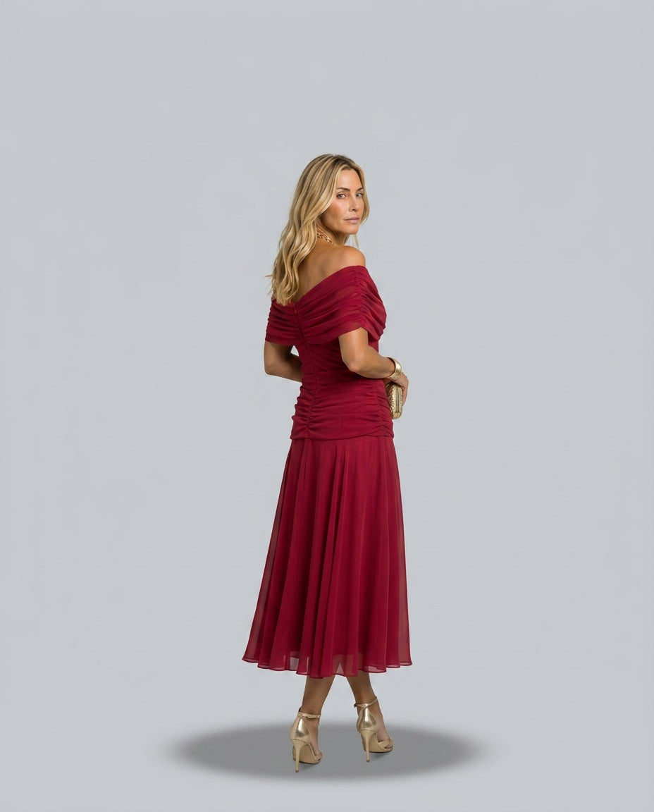 Orlene | Off-Shoulder Flowy Midi Dress