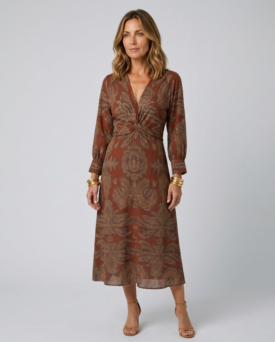 Gemma | Natural Wrap Midi Dress