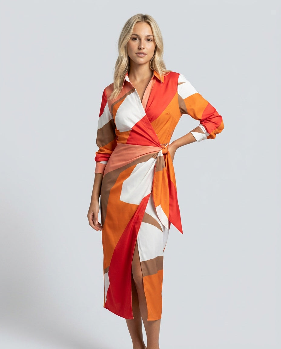 Esmee | Wrap Midi Dress in Print & Solid Colours