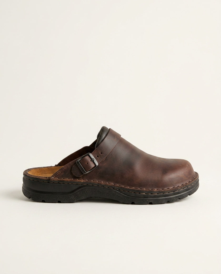 Alden | Rounded Toe Leather-Look Clogs