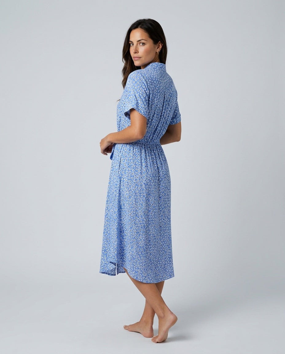 Flora | Floral Print Tie-Belt Midi Dress