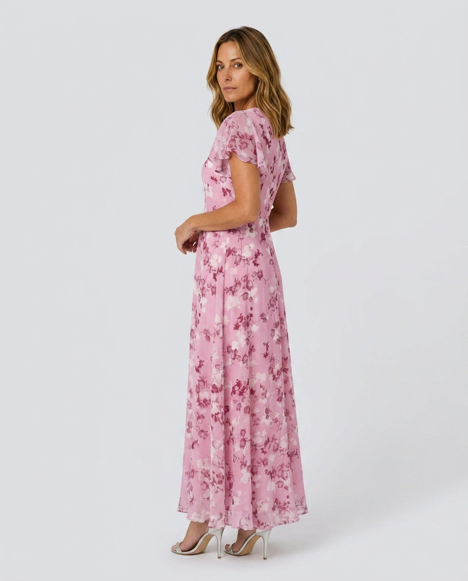 Liora | Floral Chiffon-Look Maxi Dress