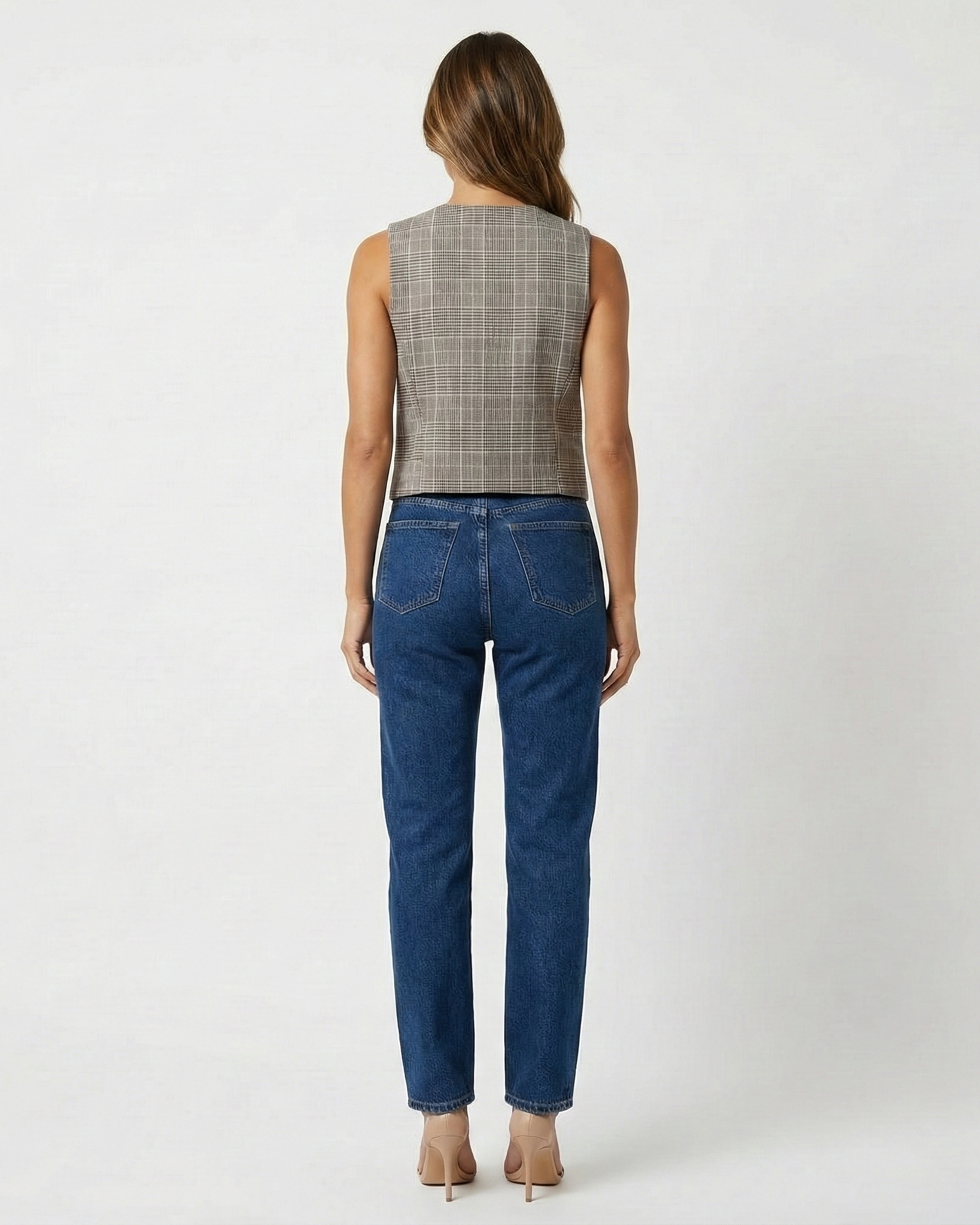 Riley | Cropped Check Print Waistcoat