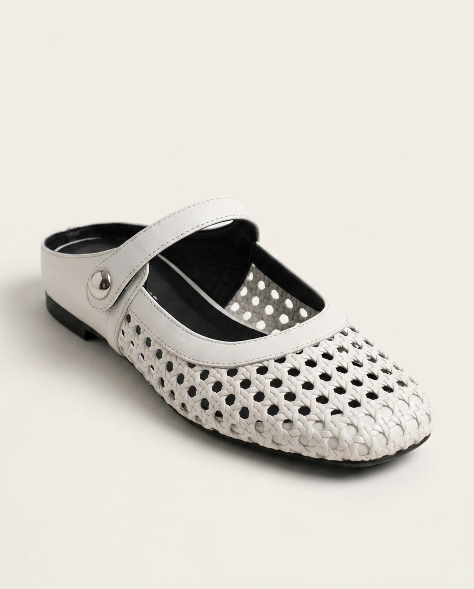 Nuria | Woven Instep Strap Flat Mules