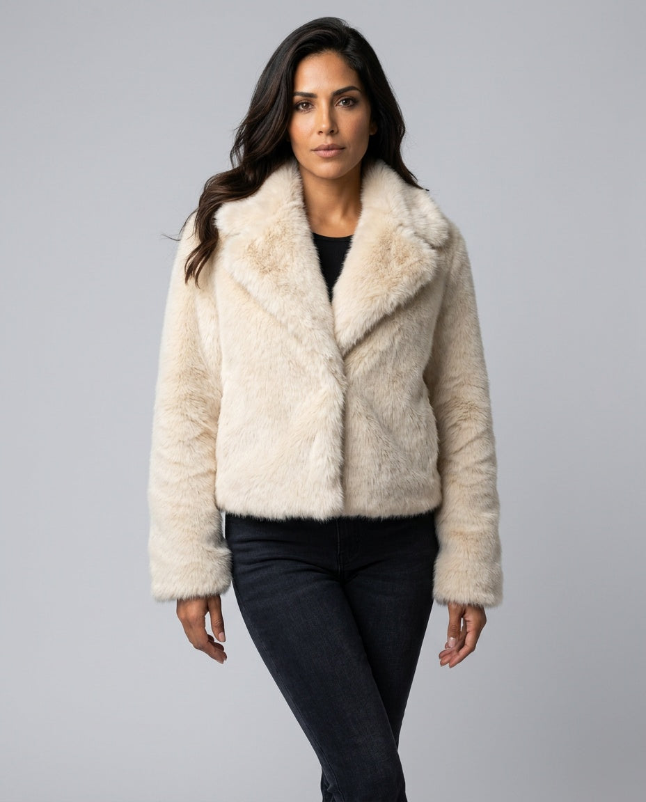 Noelia | Plush Stand Collar Faux Fur Coat