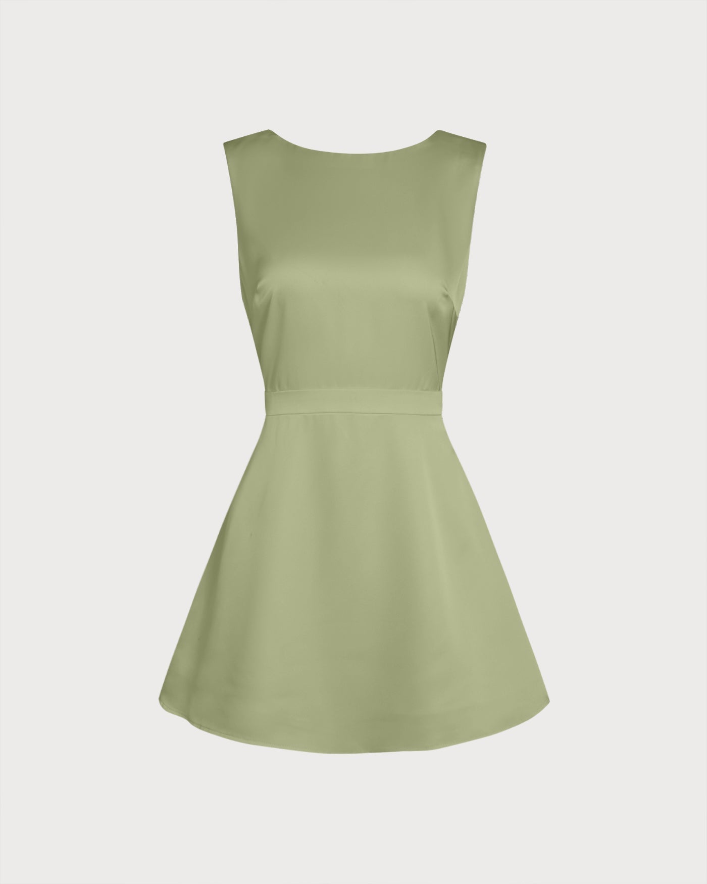 Blair | Pearl Detail Boat Neck Satin Mini Dress