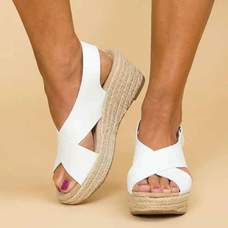 Noor | Crisscross Strap Cushioned Wedge Sandals