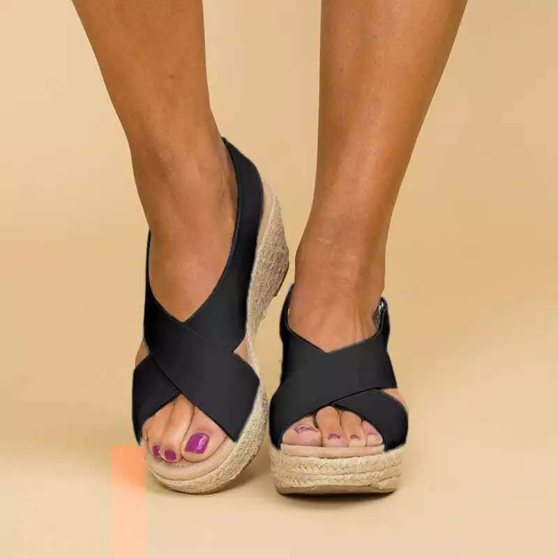 Noor | Crisscross Strap Cushioned Wedge Sandals