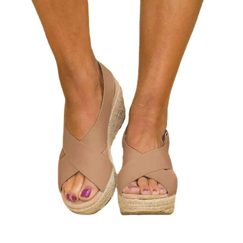 Noor | Crisscross Strap Cushioned Wedge Sandals