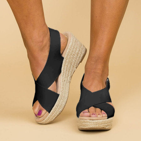 Noor | Crisscross Strap Cushioned Wedge Sandals