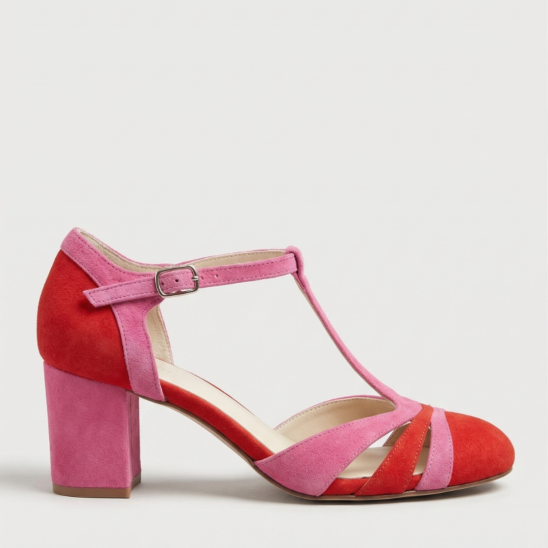Una | Block Heel Open Toe Ankle Strap Sandals