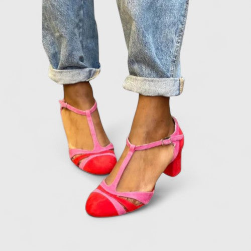 Una | Block Heel Open Toe Ankle Strap Sandals