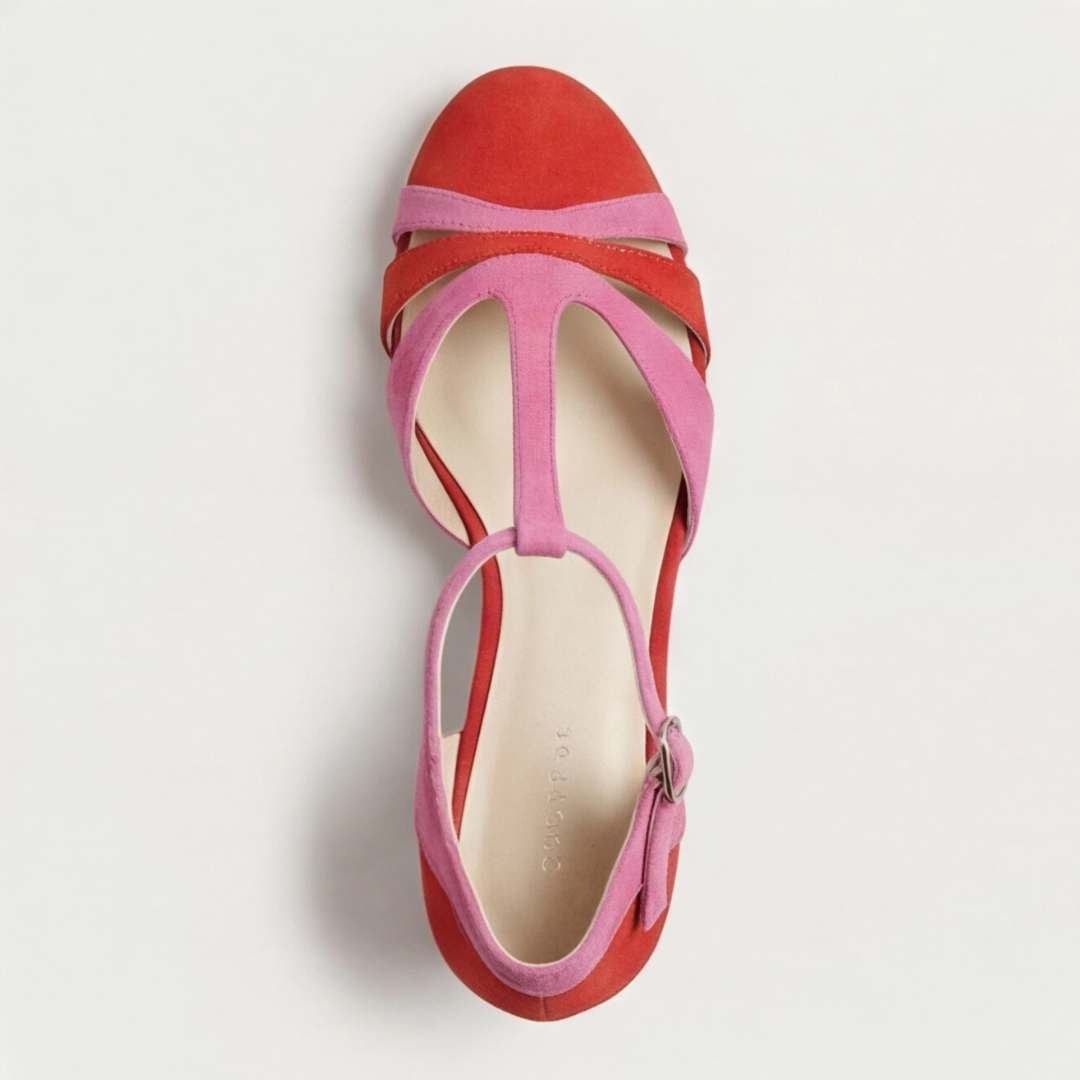 Una | Block Heel Open Toe Ankle Strap Sandals