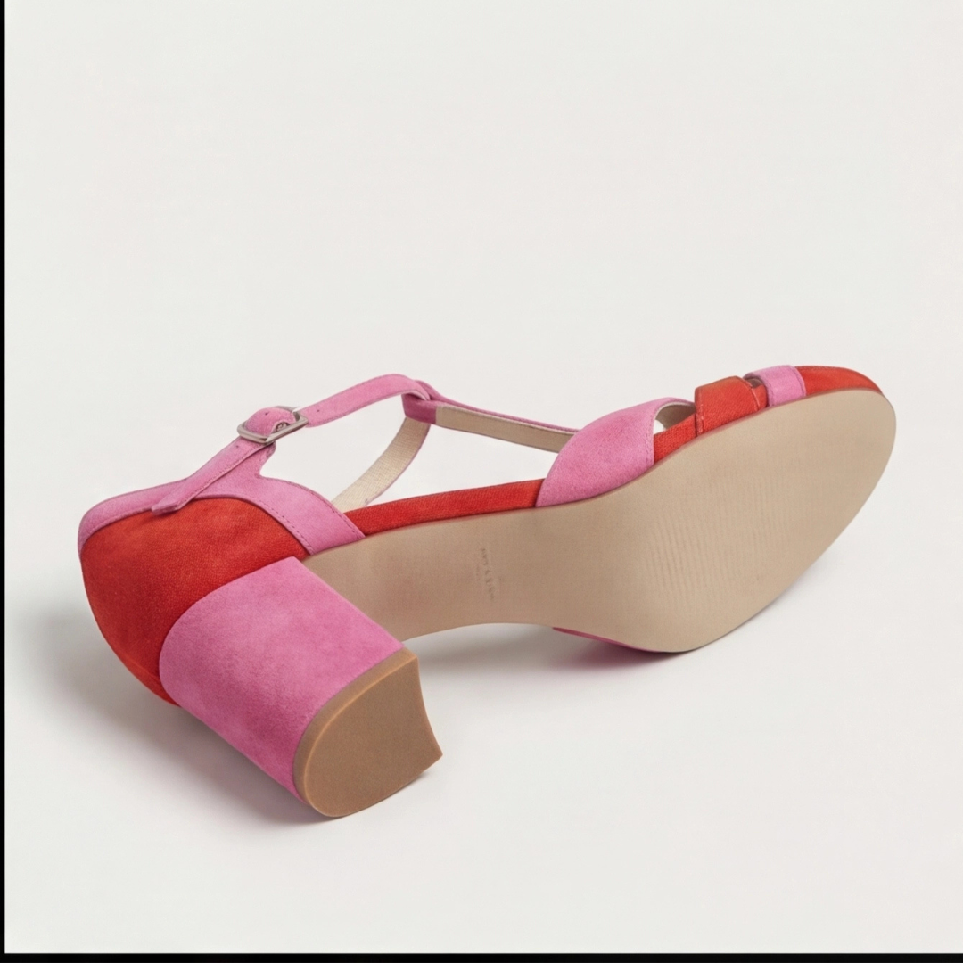 Una | Block Heel Open Toe Ankle Strap Sandals