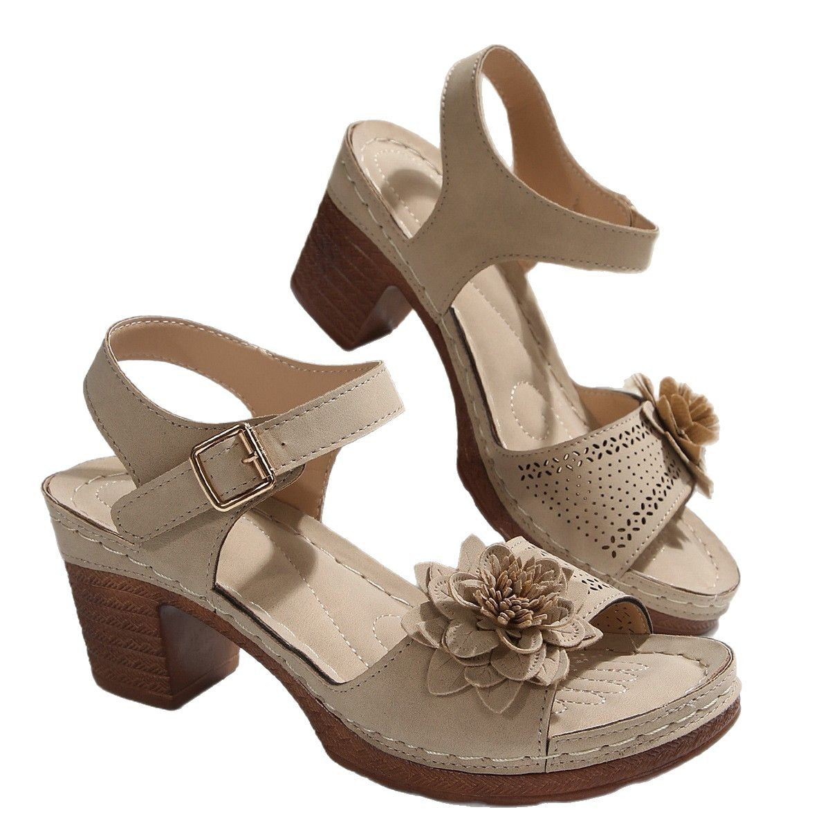Imogen | Floral Embellished Block Heel Sandals