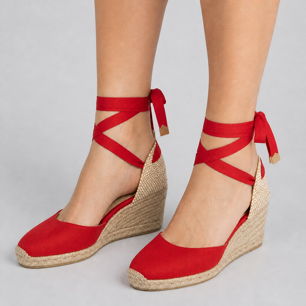 Ruby | Closed-Toe Ankle-Tie Jute Wedge Espadrille