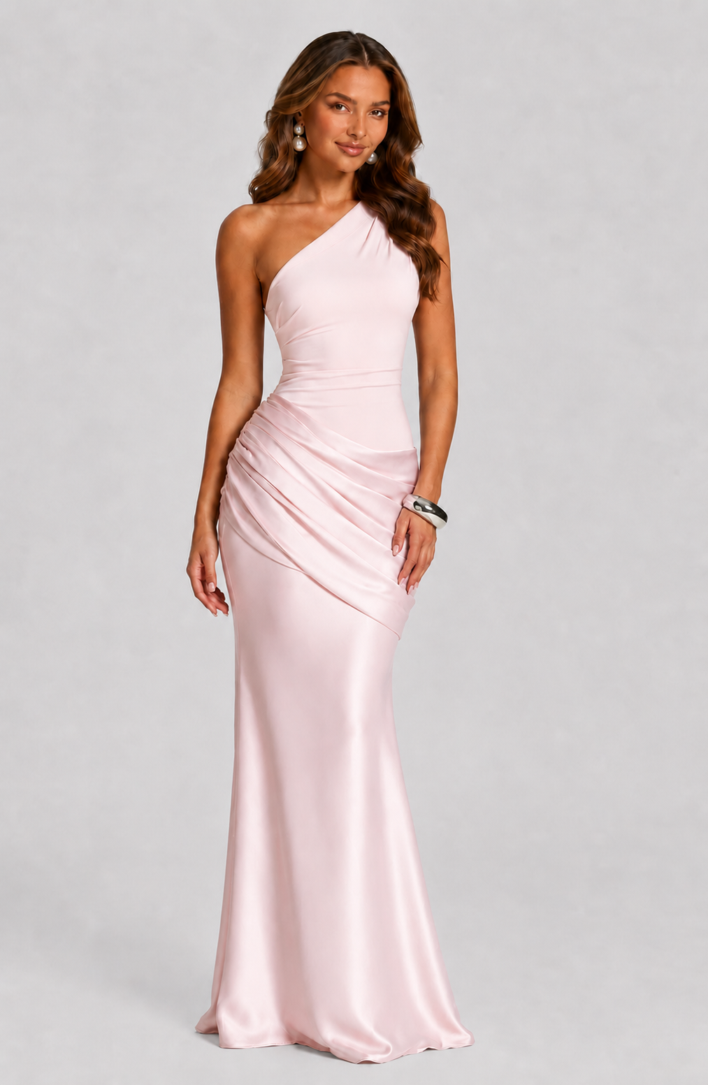 Imogen | One Shoulder Draped Satin Maxi Dress