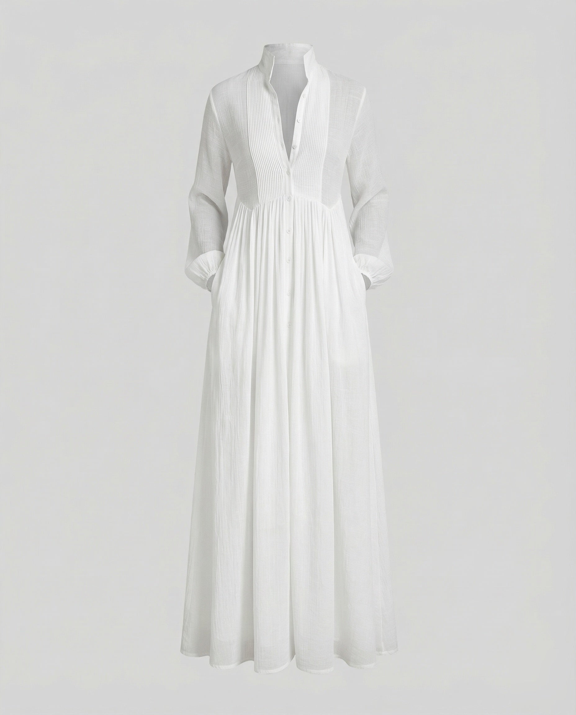 Seraphina | Gathered Waist Button Front Maxi Shirt Dress
