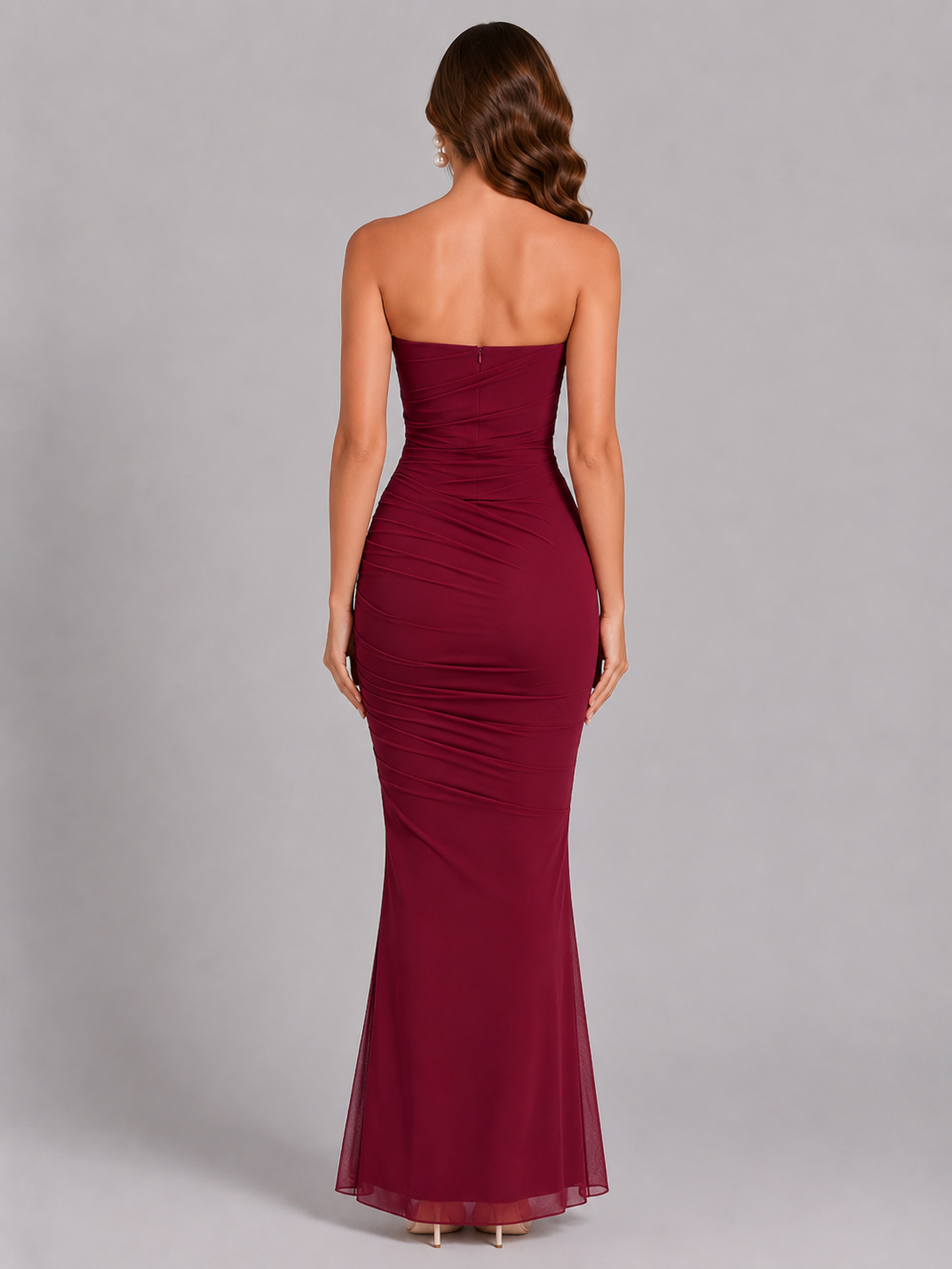 Xenia | Strapless Draped Mesh Corset Top