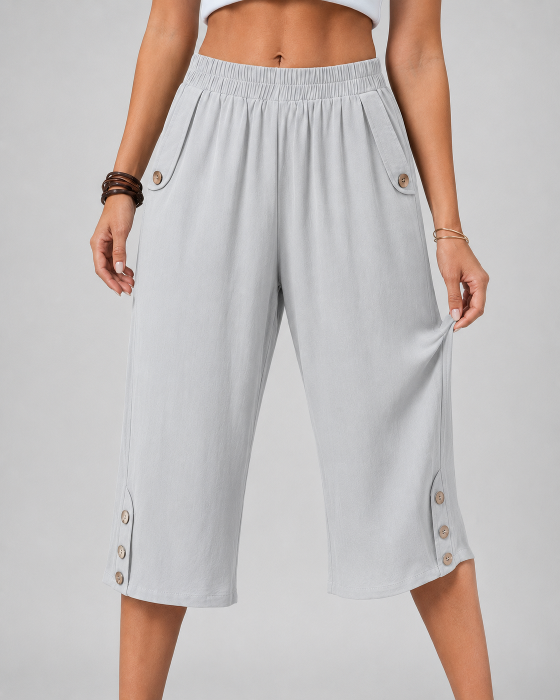 Freya | Wide-Leg Elastic Waist Capri Pants