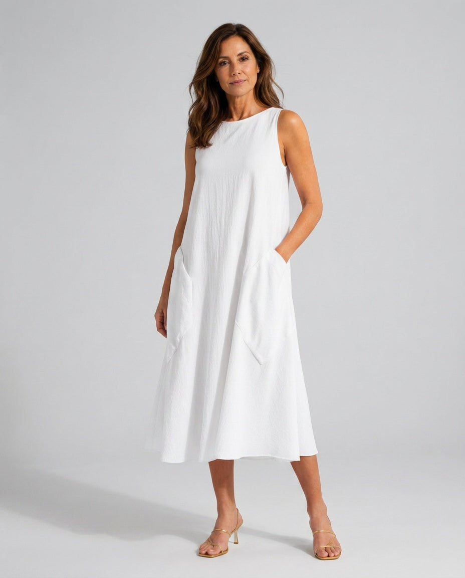 Paige | Monochrome Round Neck Midi Dress